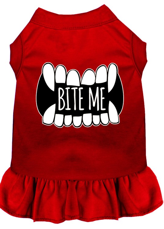 Bite Me Screen Print Dog Dress Red Lg